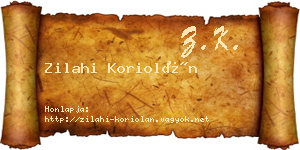Zilahi Koriolán névjegykártya
